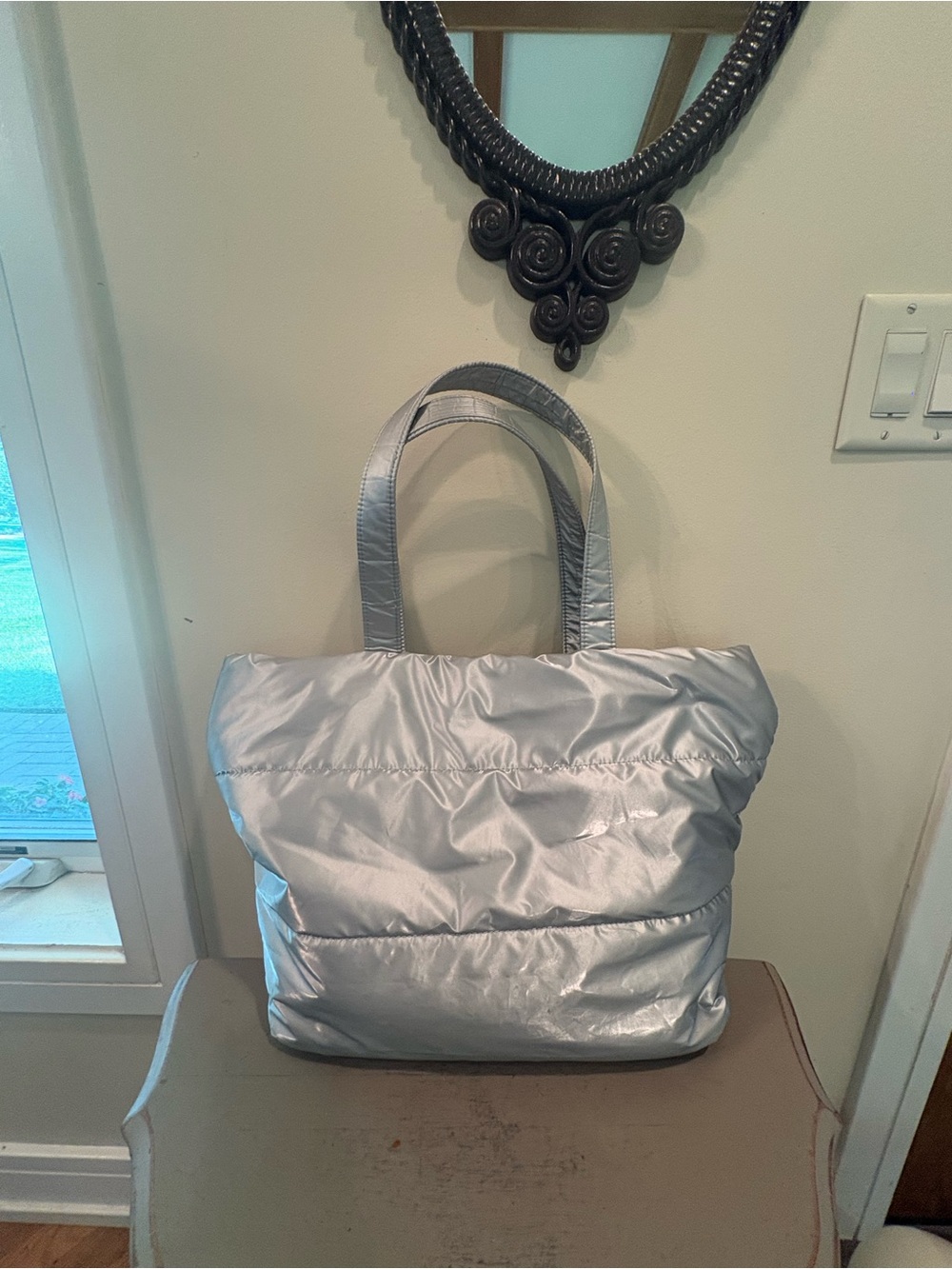 GAP Silver Puffer Tote Bag